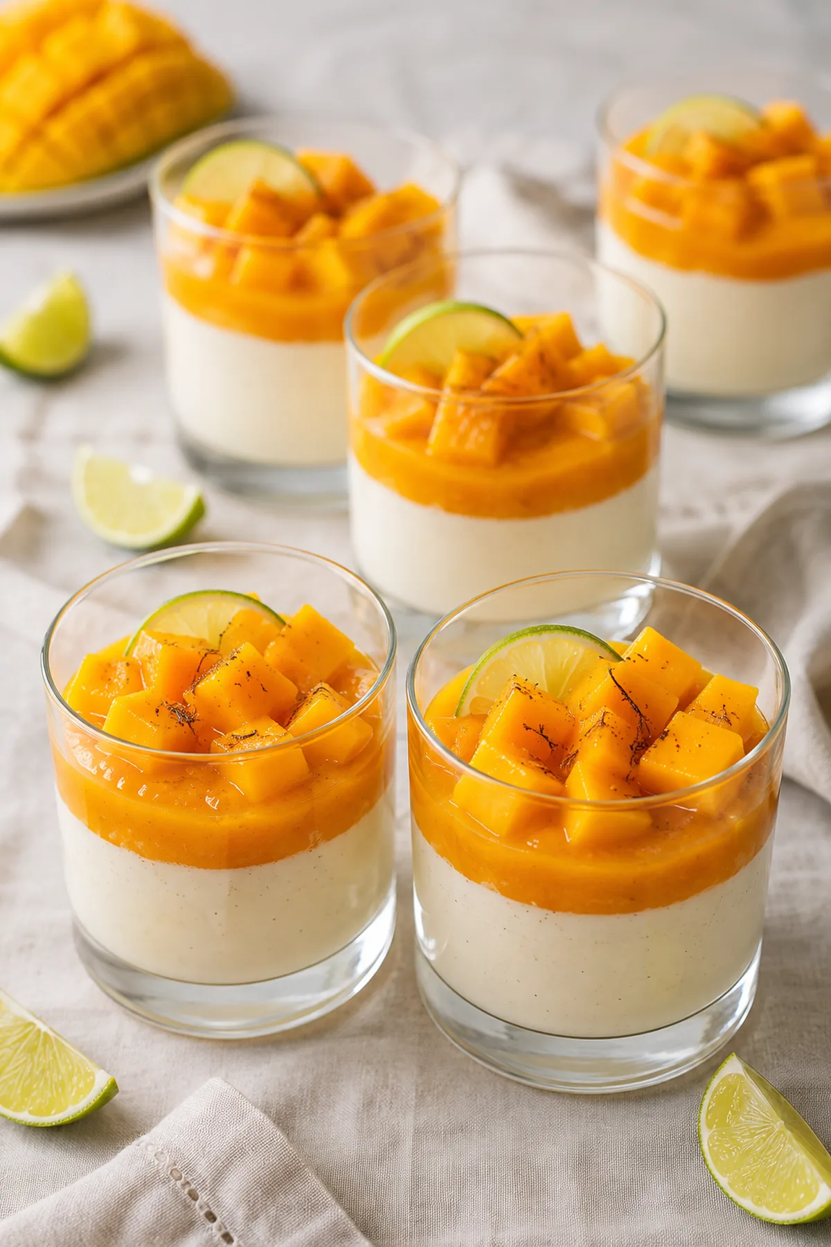 Panna cotta à la vanille et compotée de mangue