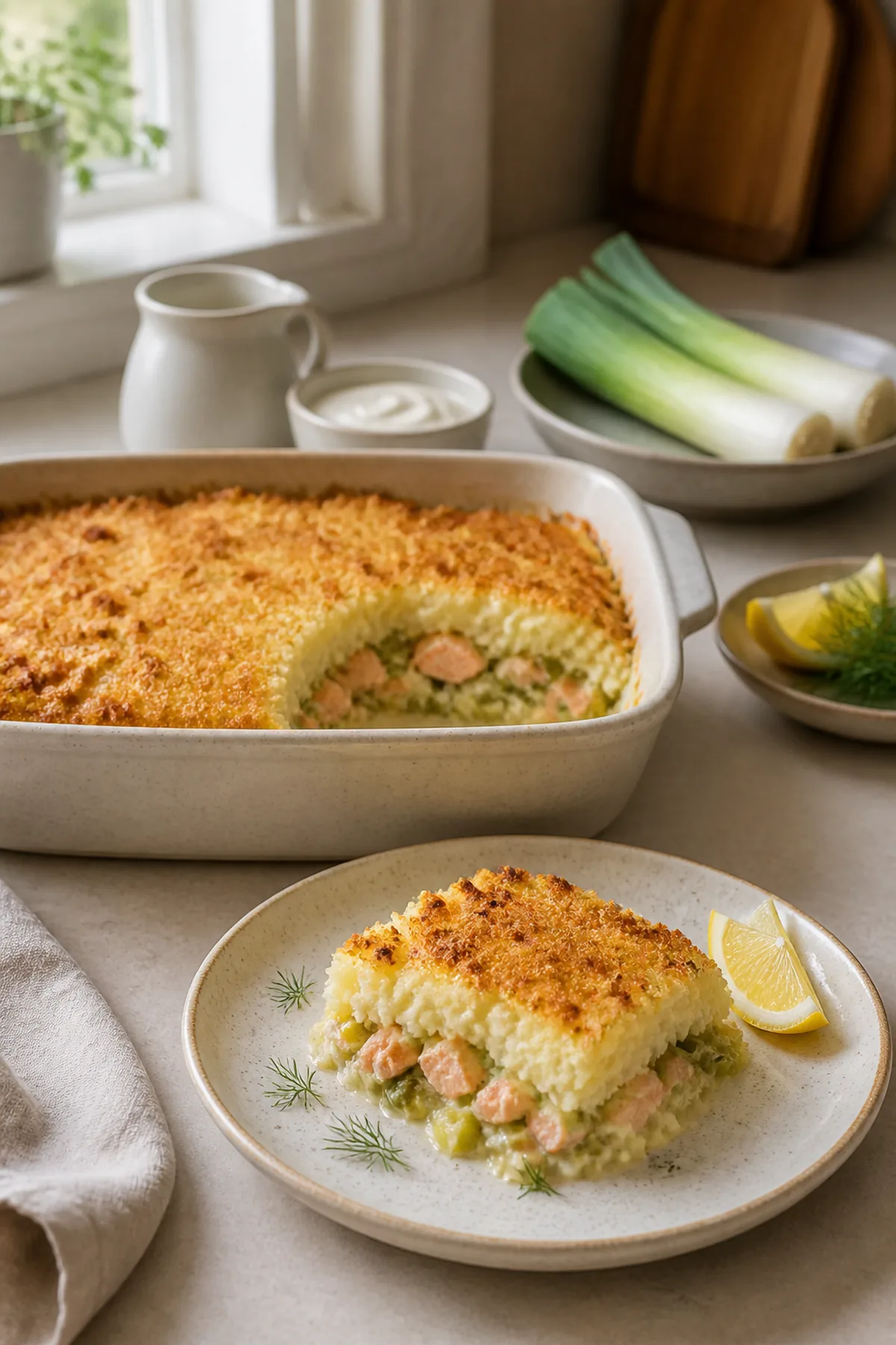 Parmentier de saumon aux poireaux