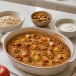 Porridge au four pomme, cannelle et noix