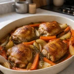 Poulet rôti au miel et à la moutarde, carottes fondantes